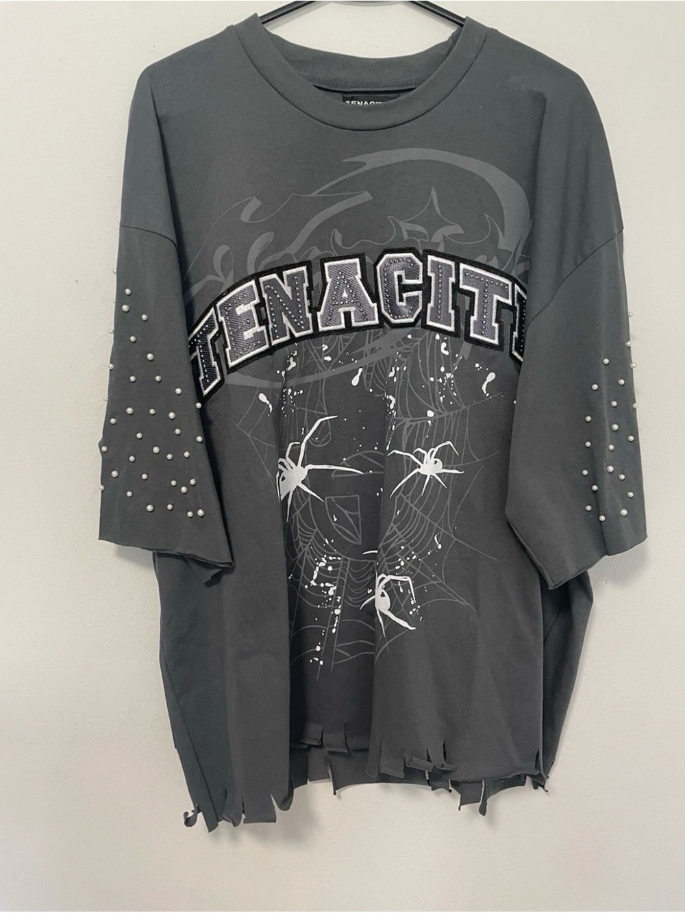 Tenaciti Studios Black Graphic Tee with Studded Sleeves